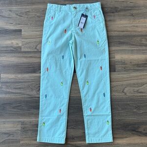 Vineyard Vines Aqua Sky Breaker Embroidered Pants  sz 14